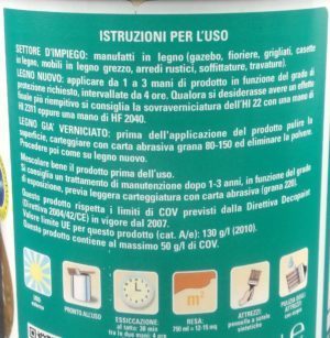 Sayerlack HI221X impregnante acqua effetto cera colori vari etichetta indicazioni