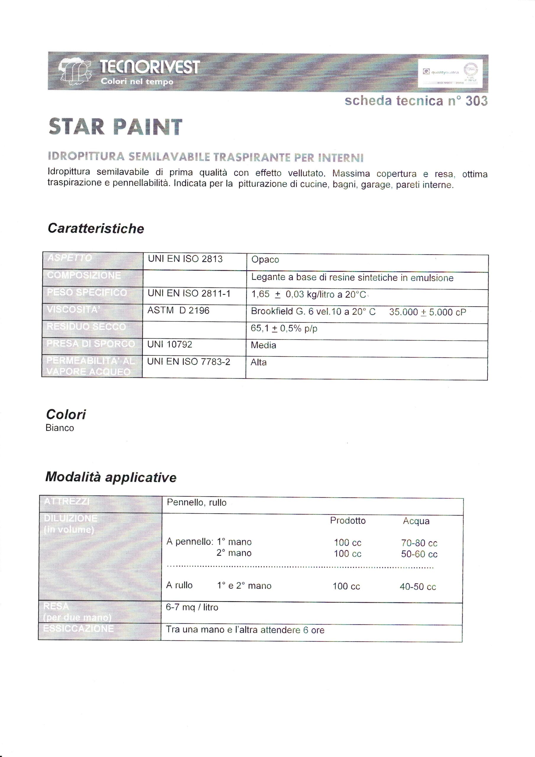 Star Paint. Idropittura semilavabile di prima qualità con effetto vellutato. Bianco Opaco - immagine 2