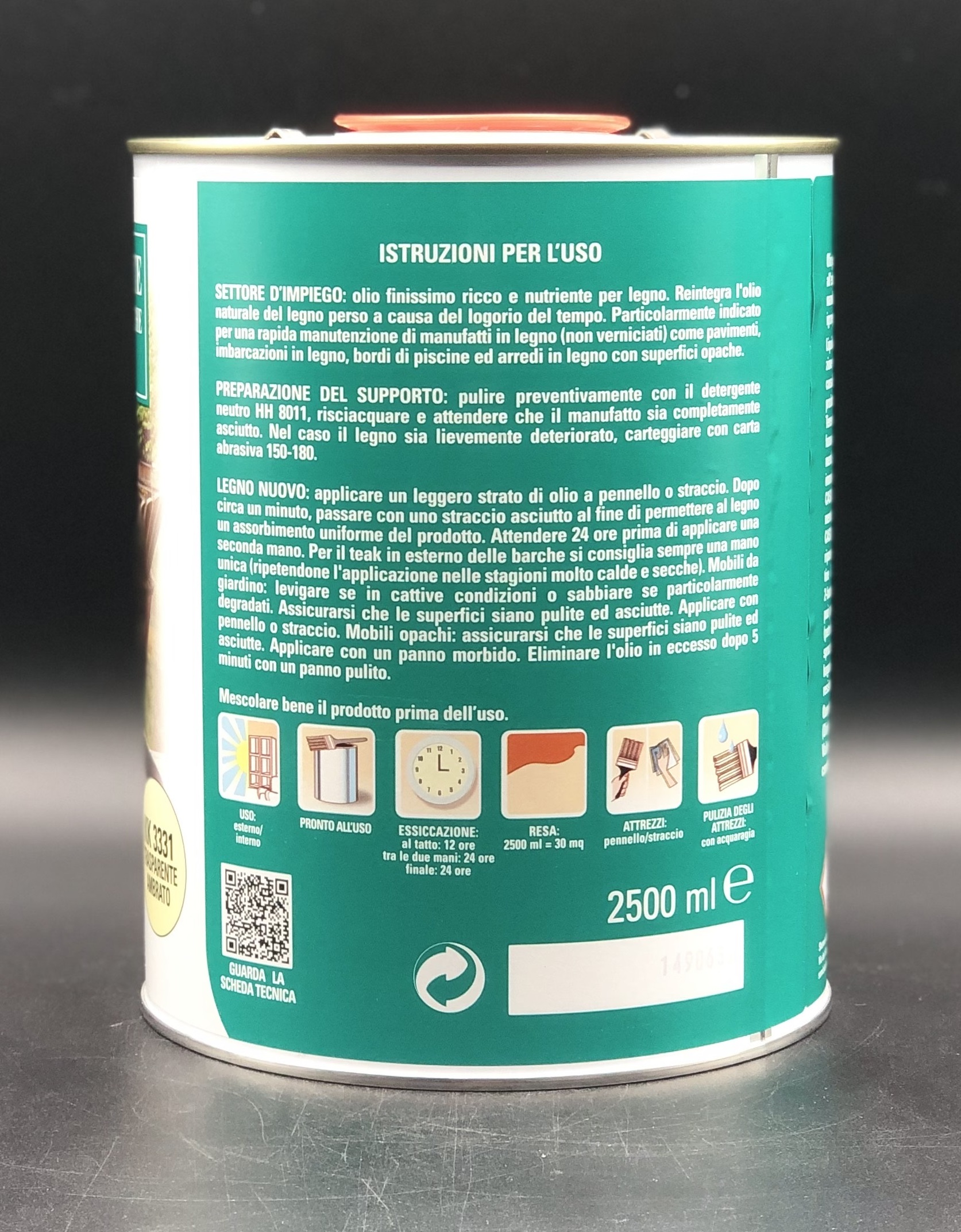 Sayerlack KK3331 olio rivitalizzante per legno teak trasparente ambrato Lt. 2.5 - immagine 2