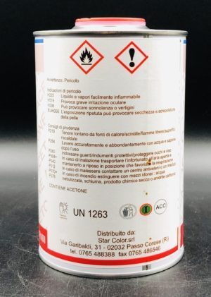 Acetone per vernici professionale 1 litro etichetta retro