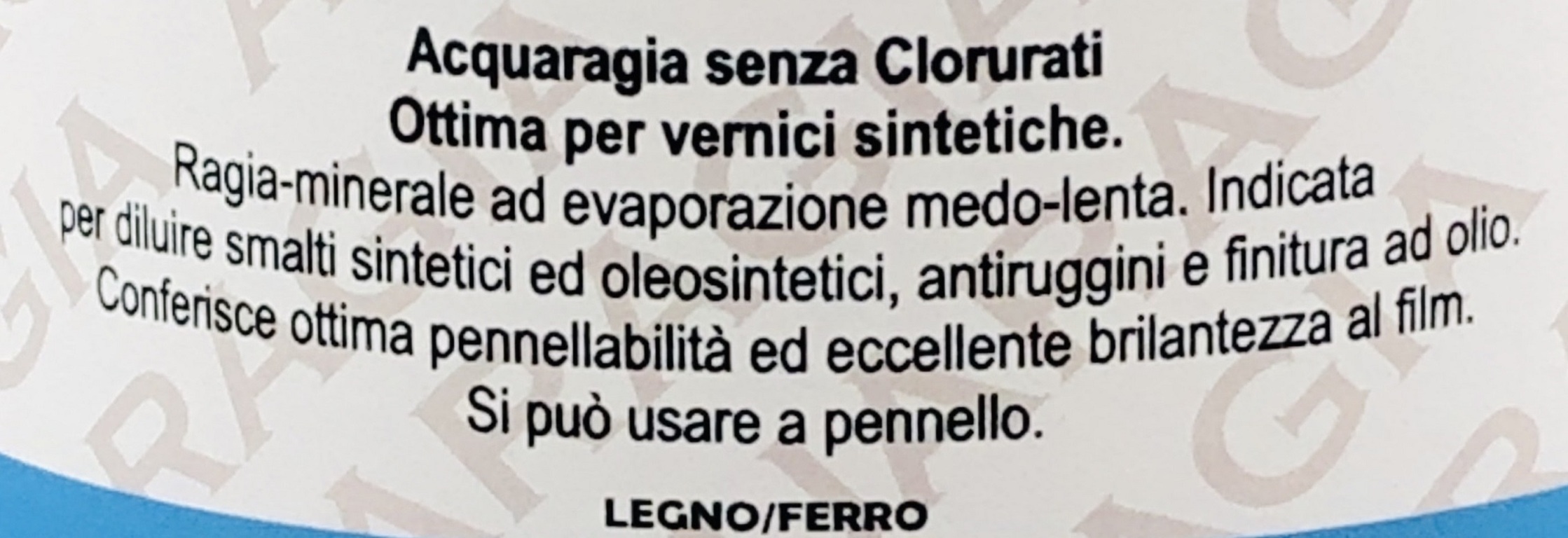 Acquaragia minerale per vernici e smalti sintetici 1 litro dettaglio etichetta