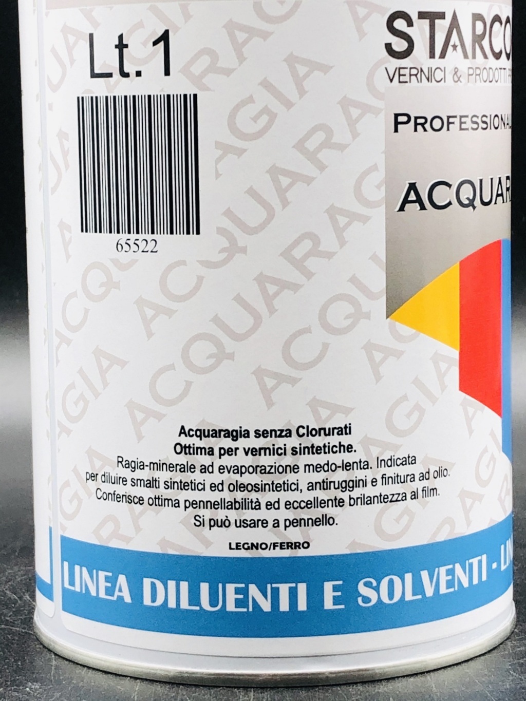 Acquaragia minerale per vernici e smalti sintetici 1 litro etichetta laterale