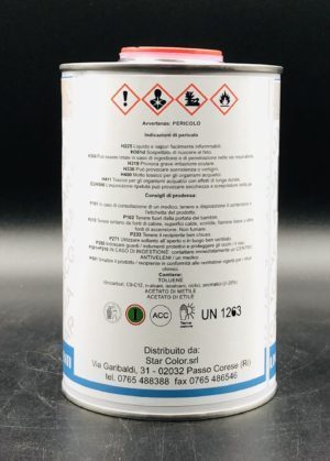 Acquaragia minerale per vernici e smalti sintetici 1 litro etichetta retro