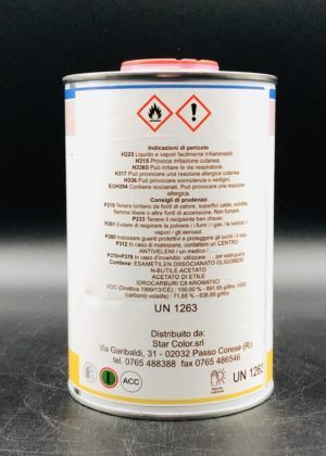 Diluente poliuretanico per smalti e vernici 1 litro etichetta