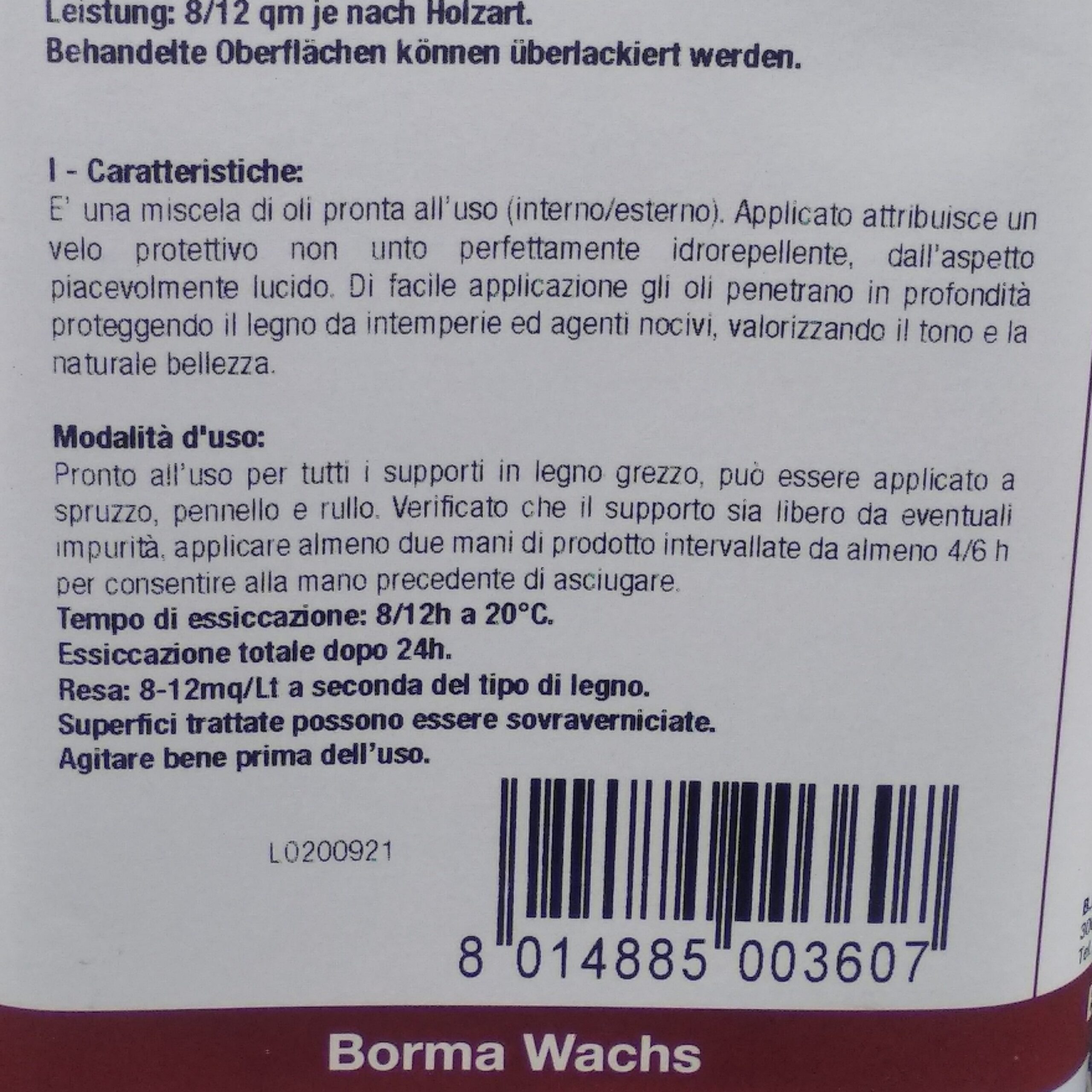 Olio protettivo teak Borma Wachs 500 ml - immagine 3